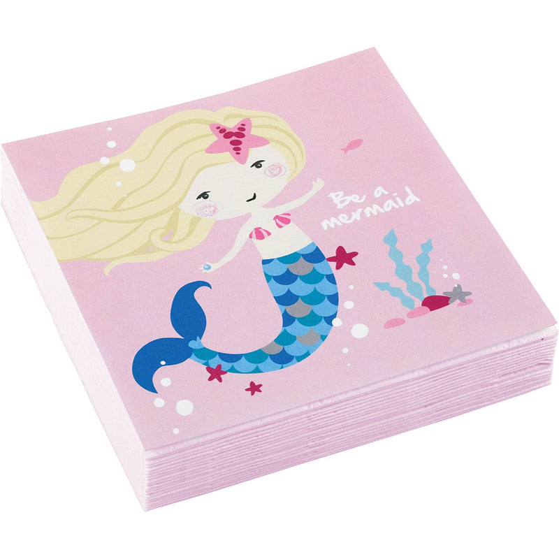 Amscan 9903076 Serviettes Be a Mermaid, 25 x 25 cm, Mermaids, Children's Birthday Party Pack of 20