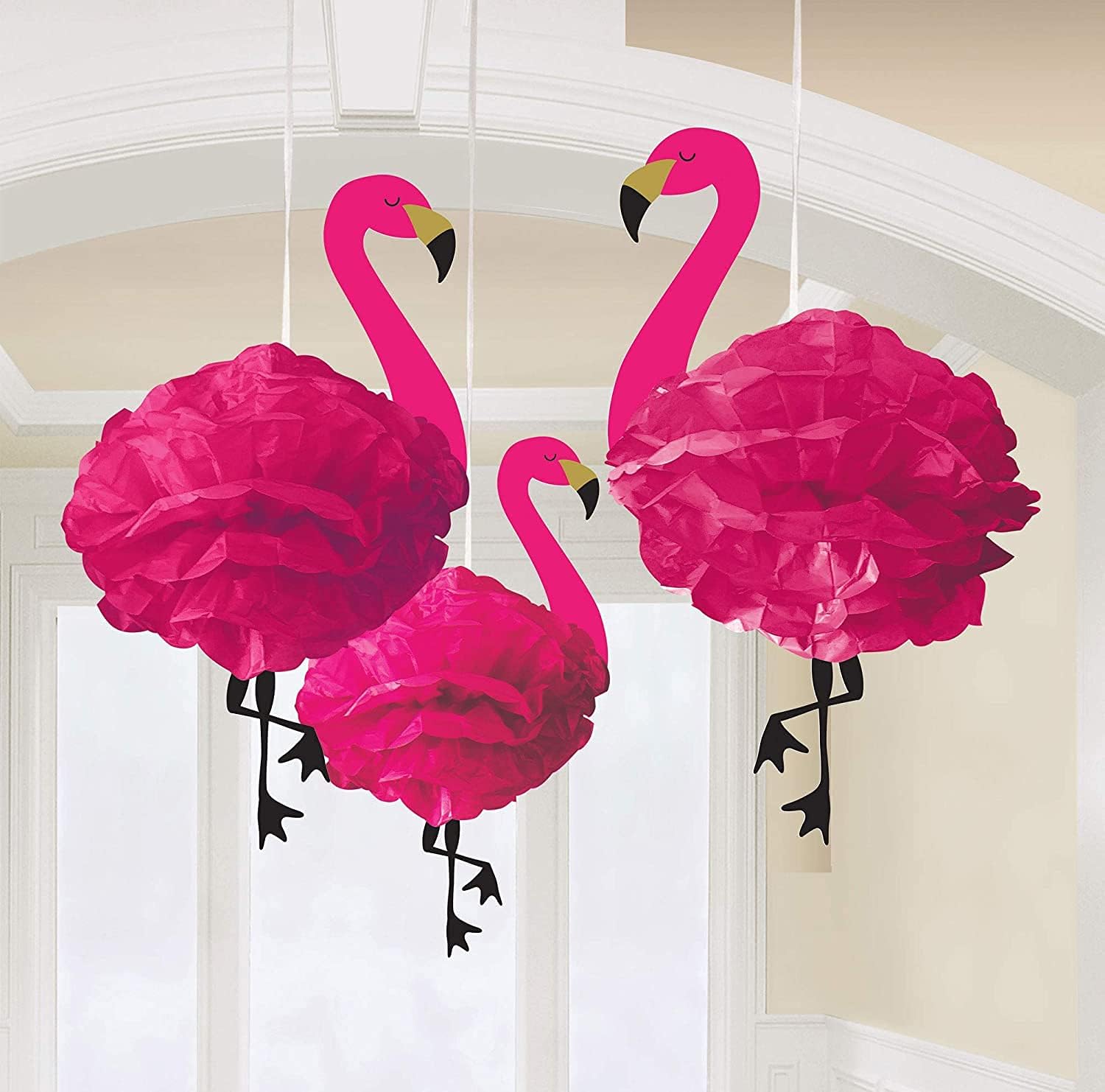 Amscan 180236 Papier Flamingo Poms-3 stuks, Roze, 49.5cm