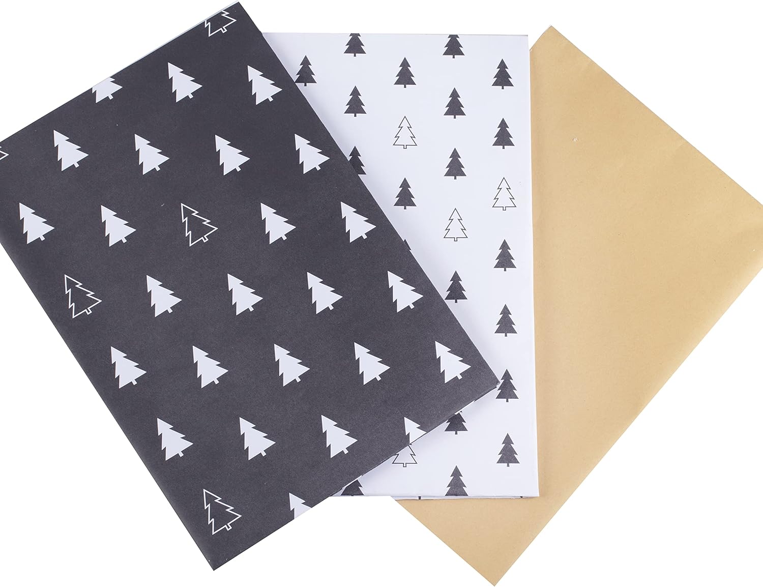 Wrap - Merry Christmas Tree Print - Black, Whit N