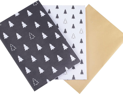 Wrap - Merry Christmas Tree Print - Black, Whit N