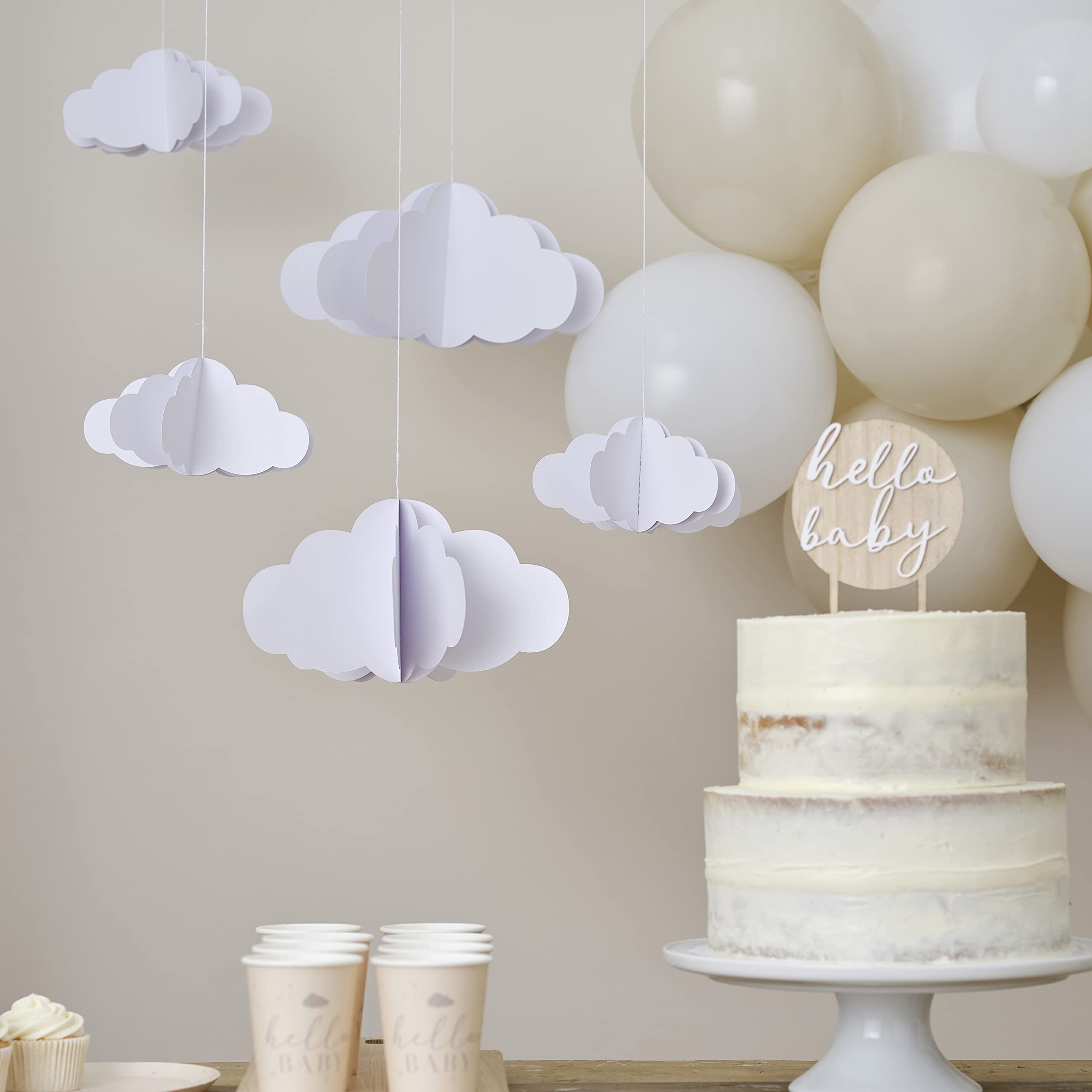 Ginger Ray-Decorazioni da appendere-Nuvole 3D-Bianco, HBA-108