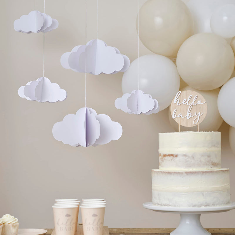 Ginger Ray-Decorazioni da appendere-Nuvole 3D-Bianco, HBA-108