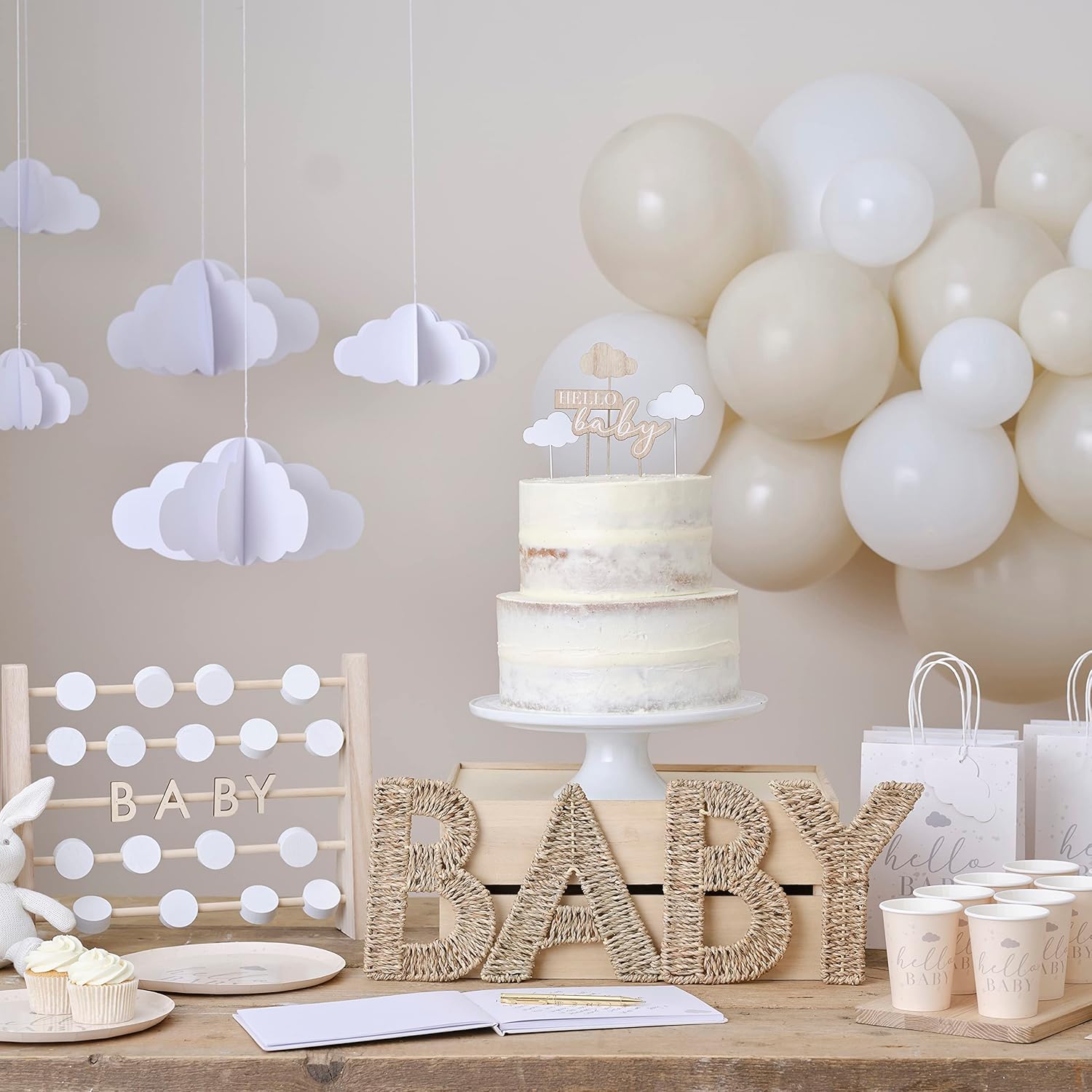 Ginger Ray-Decorazioni da appendere-Nuvole 3D-Bianco, HBA-108