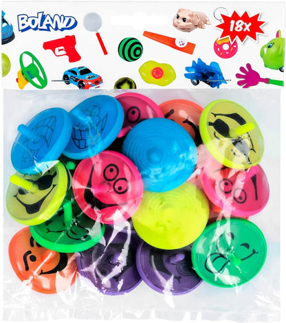 Set di 18 trottola sorridente, 6 colori, 4 cm