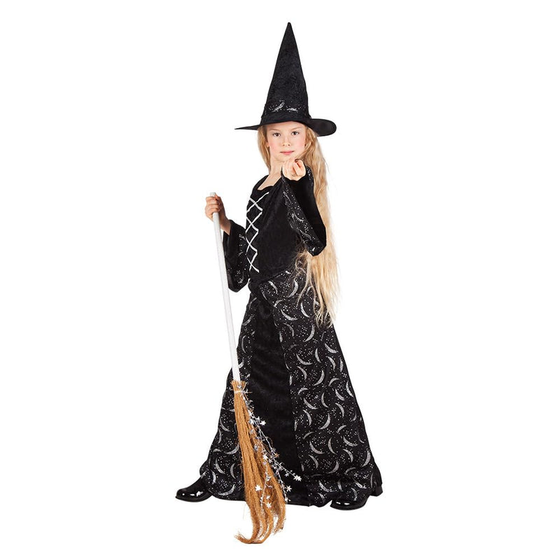 Boland - Kostüm Zauberin für Kinder, langes Kleid und Hut, Hexe, Magierin, Mädchen Kostüm, Karneval, Mottoparty, Halloween, Schwarz