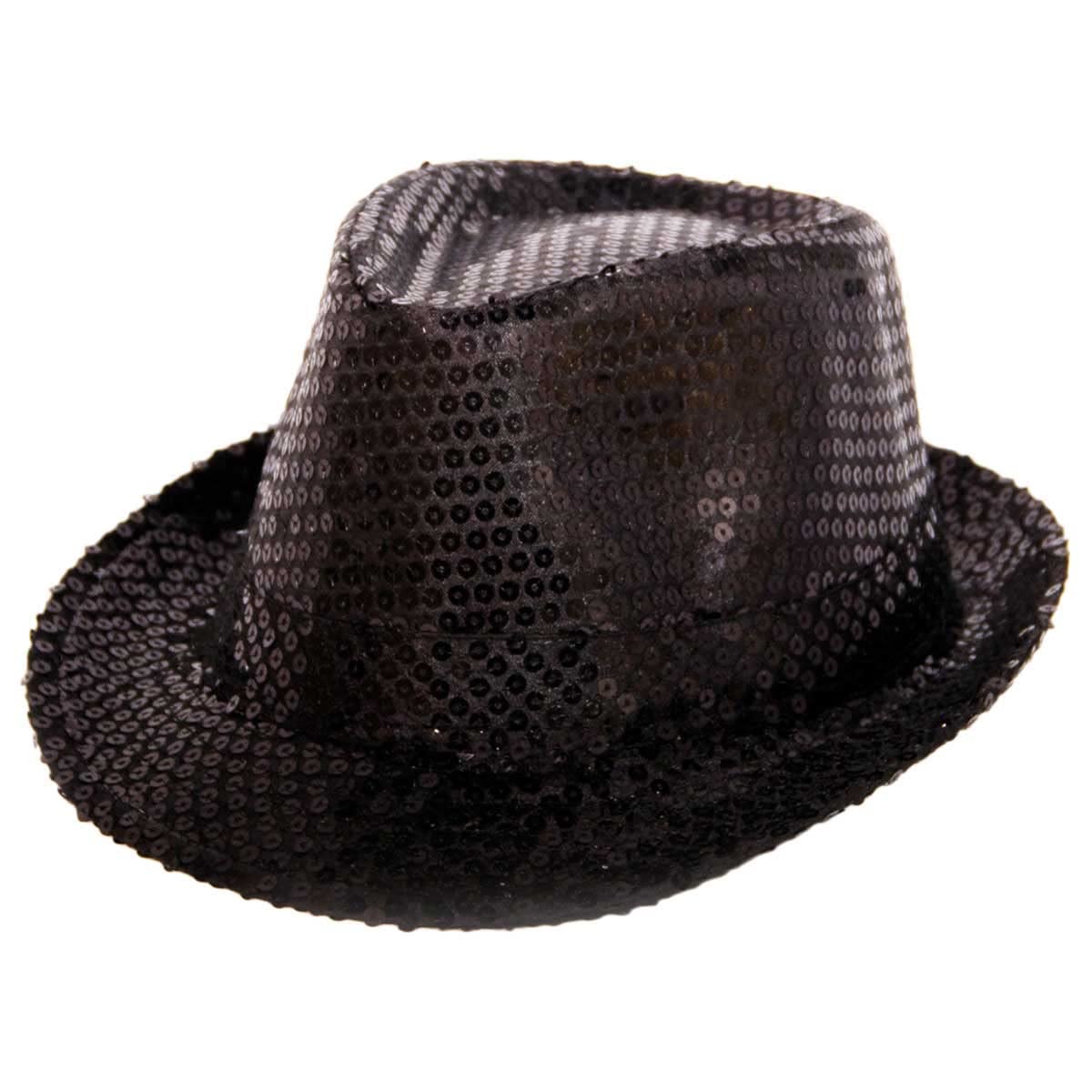 Folat Cappello da Festa Trilby con Paillettes, Nero