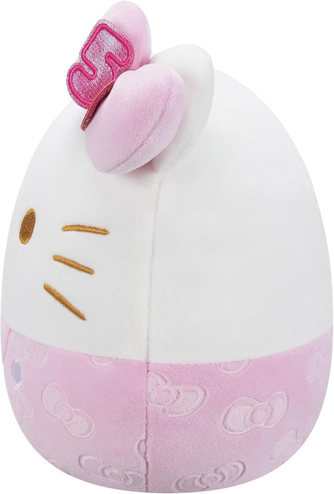 Squishmallows Original Sanrio 8-Inch 50th Anniversary Pink Embossed Hello Kitty – Official Plush