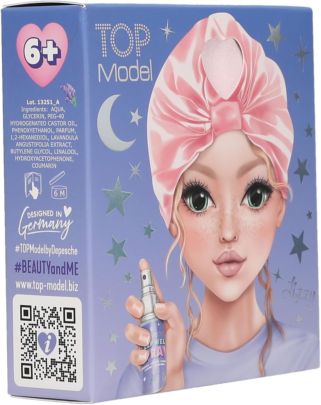 Depesche 13251 TOPModel Beauty and Me Set with Pink Silk Turban and Lavender Spray with Soothing Scent