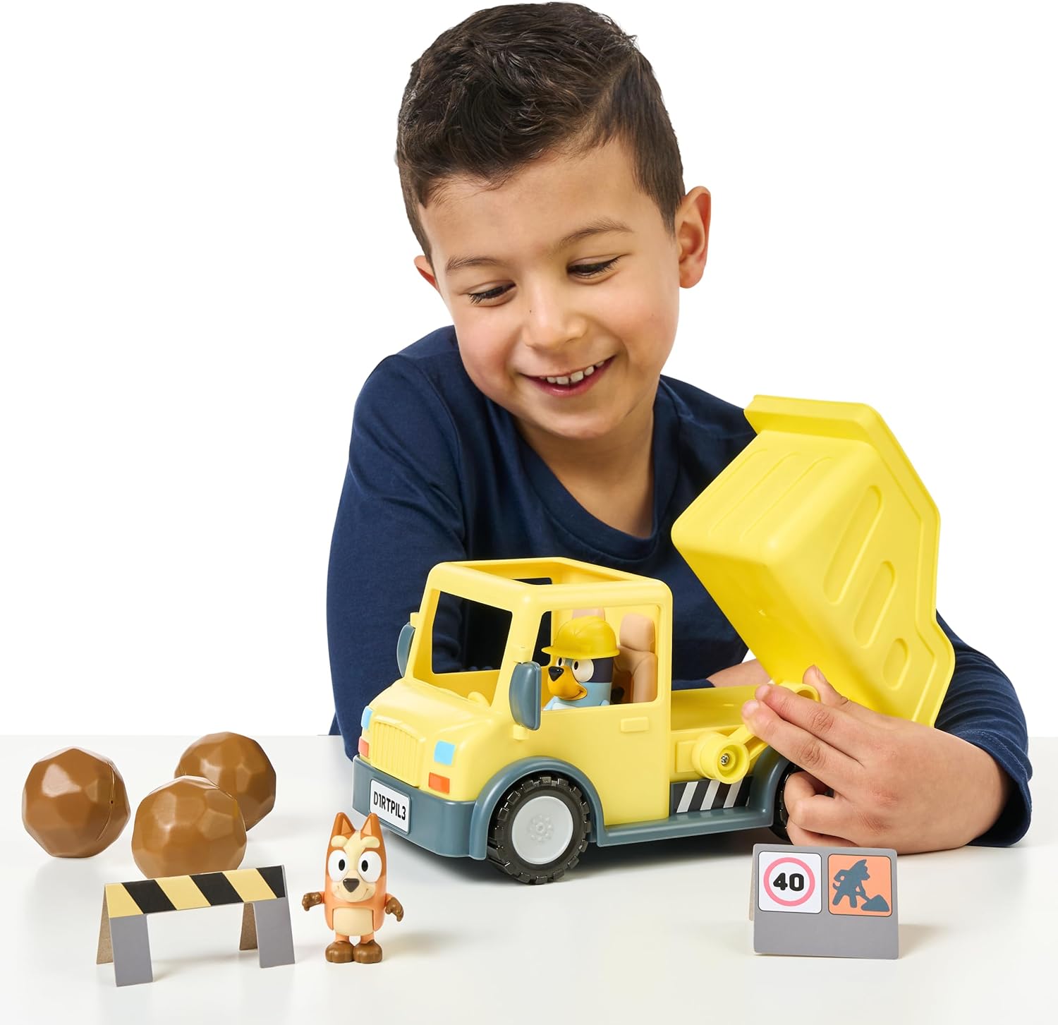 Bluey Dump Truck, With Load and Unload Feature, Get Some Work Done With Exclusive Hard-Hat and Muddy Bingo