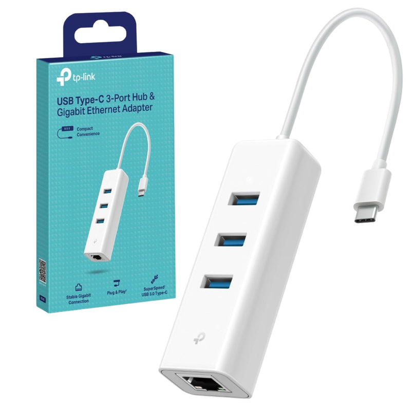 USB Type-C 3-Port Hub Gigabit Ethernet Adapter Enhanced Stability and Compatibility Ready to Use (UE330C