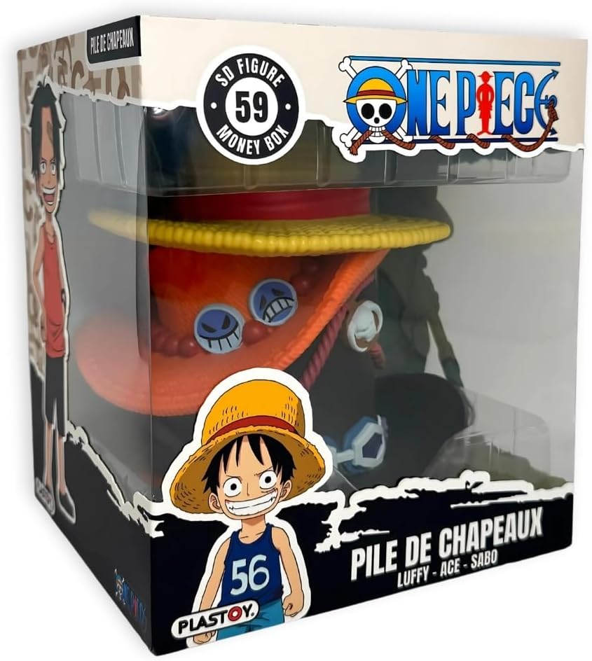 Plastoy - Salvadanaio One Piece : Pile di cappelli (Luffy, Ace, Sabo