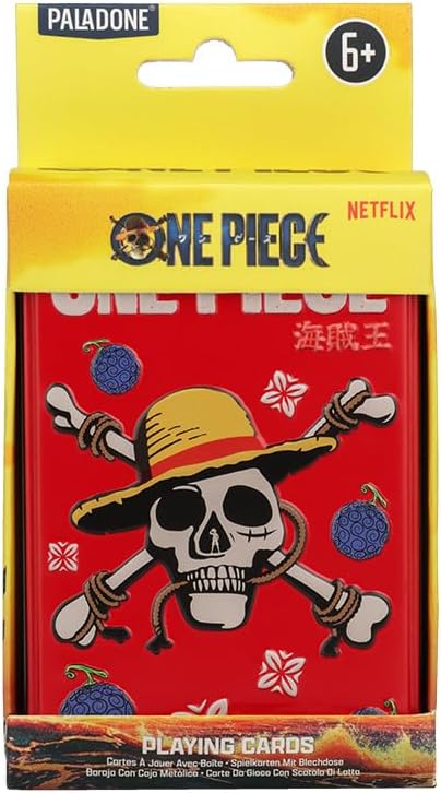 Paladone One Piece Jolly Rogers Playing Cards for Poker, Rummy, Go Fish, Card Games, Officially Licensed Anime Merchandise & Collectible Gift in Metal Tin