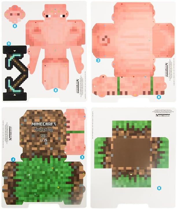 Paladone Minecraft Pig Build Your Own Money Box Kit, Officially Licensed 3D Cardboard Craft Set for Kids, DIY Piggy Bank Gift for Gamers, Multi, One Size