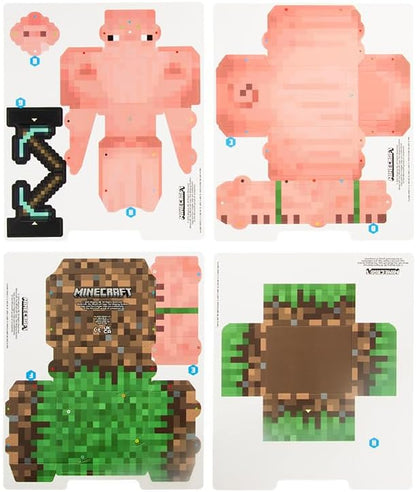 Paladone Minecraft Pig Build Your Own Money Box Kit, Officially Licensed 3D Cardboard Craft Set for Kids, DIY Piggy Bank Gift for Gamers, Multi, One Size