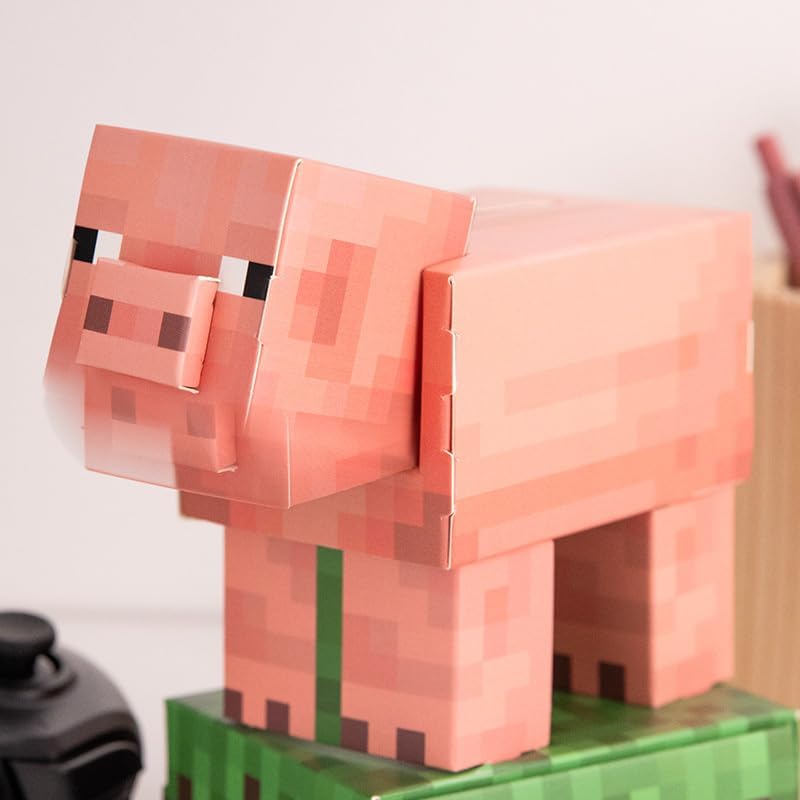 Paladone Minecraft Pig Build Your Own Money Box Kit, Officially Licensed 3D Cardboard Craft Set for Kids, DIY Piggy Bank Gift for Gamers, Multi, One Size