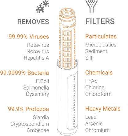Lifesystems Bottiglia depuratore con filtro dell'acqua, per viaggi e uso quotidiano, rimuove virus, batteri, sostanze chimiche e microplastiche, 1 litro, grigio