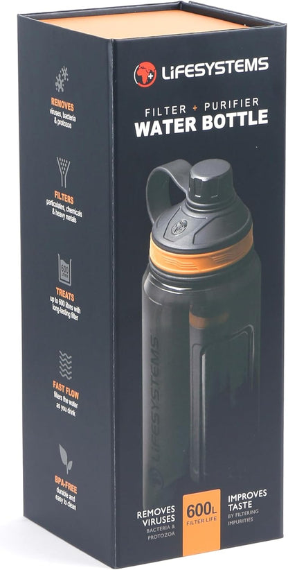 Lifesystems Bottiglia depuratore con filtro dell'acqua, per viaggi e uso quotidiano, rimuove virus, batteri, sostanze chimiche e microplastiche, 1 litro, grigio