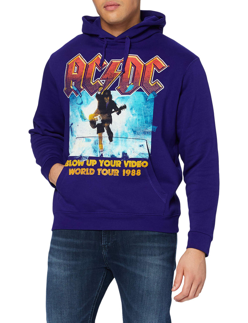 AC/DC Hoodie Blow Up Your Video Band Logo Official Mens Blue Pullover