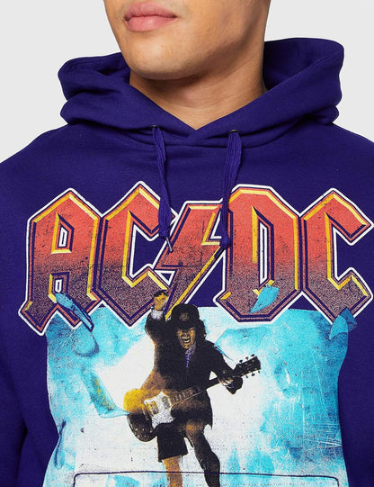 AC/DC Hoodie Blow Up Your Video Band Logo Official Mens Blue Pullover