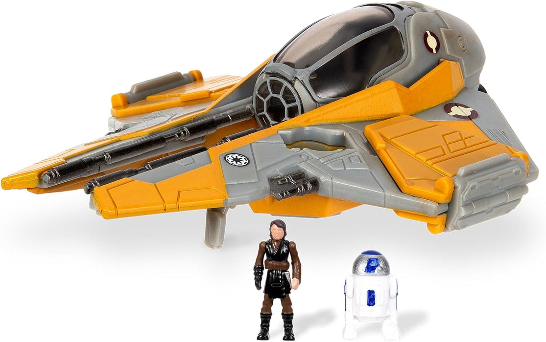 Star Wars Micro Galaxy Squadron Anakin Skywalker's Jedi Interceptor Mystery Bundle - 3-Inch Light Armor Class and Scout Class Vehicles with Accessories