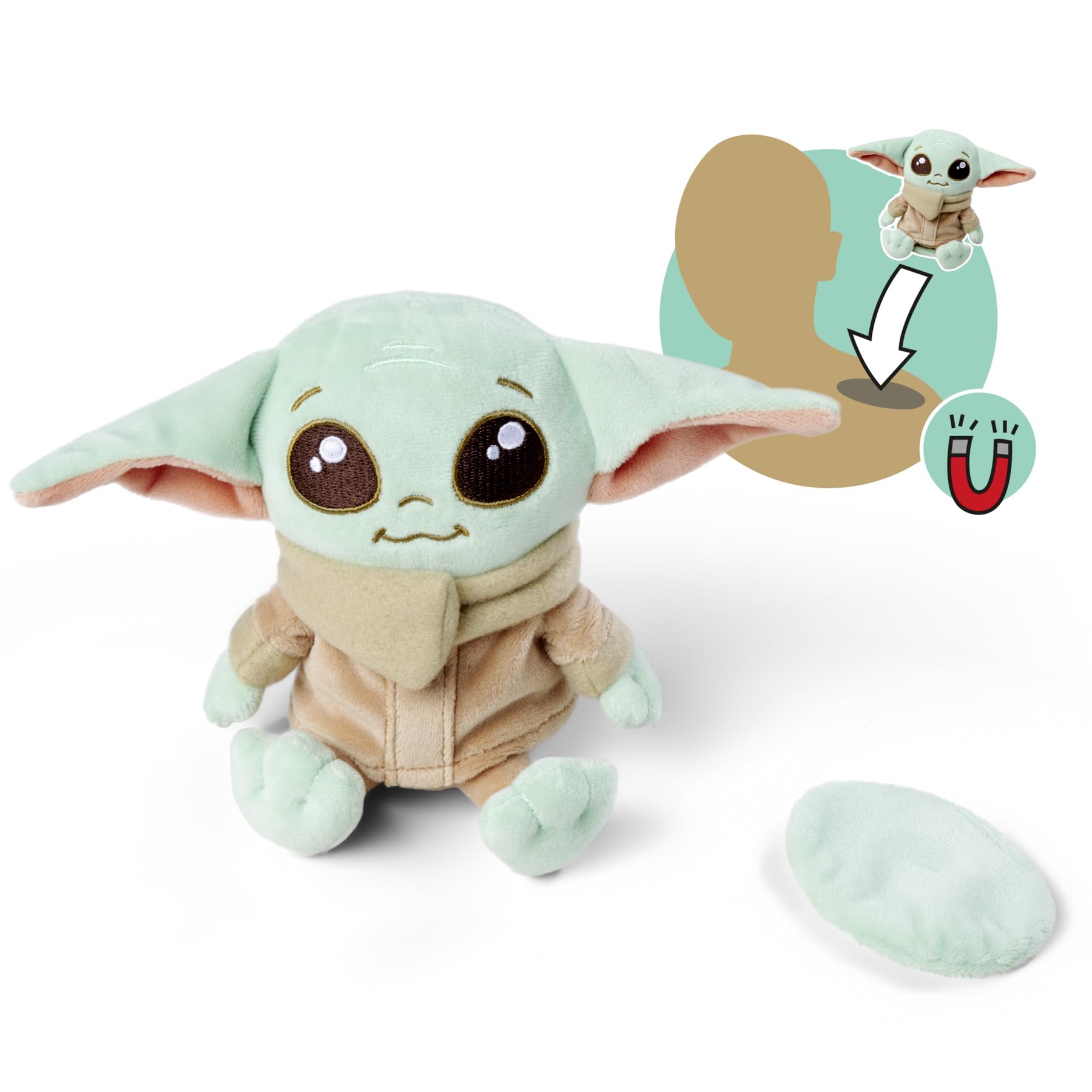 Simba Peluche Grogu para Hombro 12 cm. Grogu en Forma de Peluche magnético para Llevar. Licencia Disney 100% Original Apto para Todas Las Edades. (6315870462