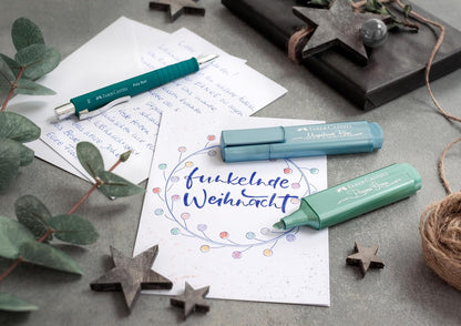 Faber-Castell 254676 Set di 6 Evidenziatori Metallizzati, Punta a Scalpello di Precisione, Set Evidenziatori Colorati, Design Ergonomico Piatto