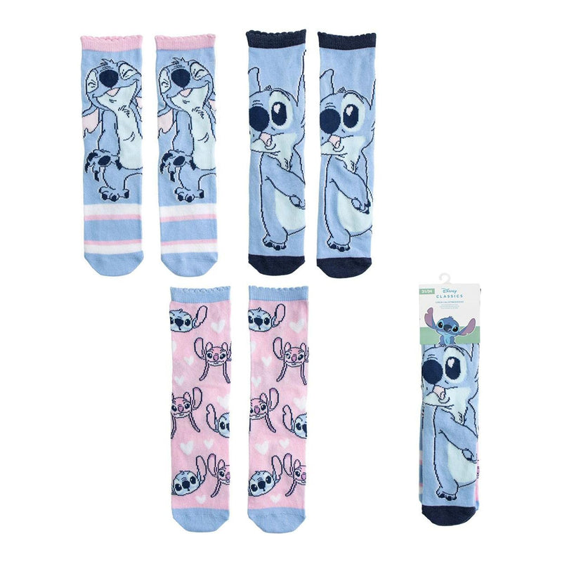 Stitch - Socks 3 Pack Blue & Pink Size 31/34