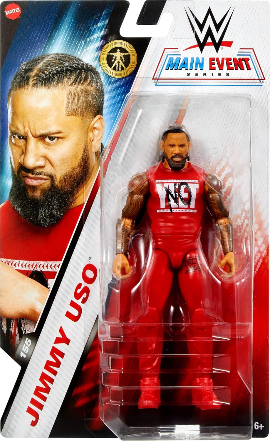 Mattel WWE Jimmy Uso Action Figure, Main Event Series #155 6-inch Collectible with 10 Articulation Points & Life-Like Look, JCV48
