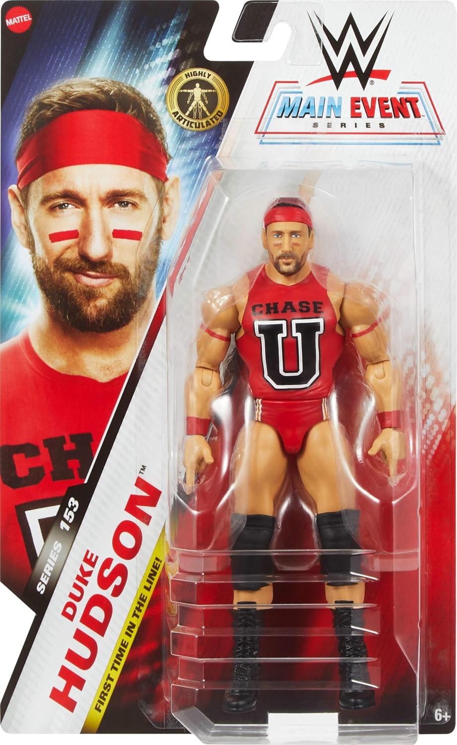 Mattel WWE Duke Hudson Action Figure, Main Event Series #153 6-inch Collectible with 10 Articulation Points & Life-Like Look