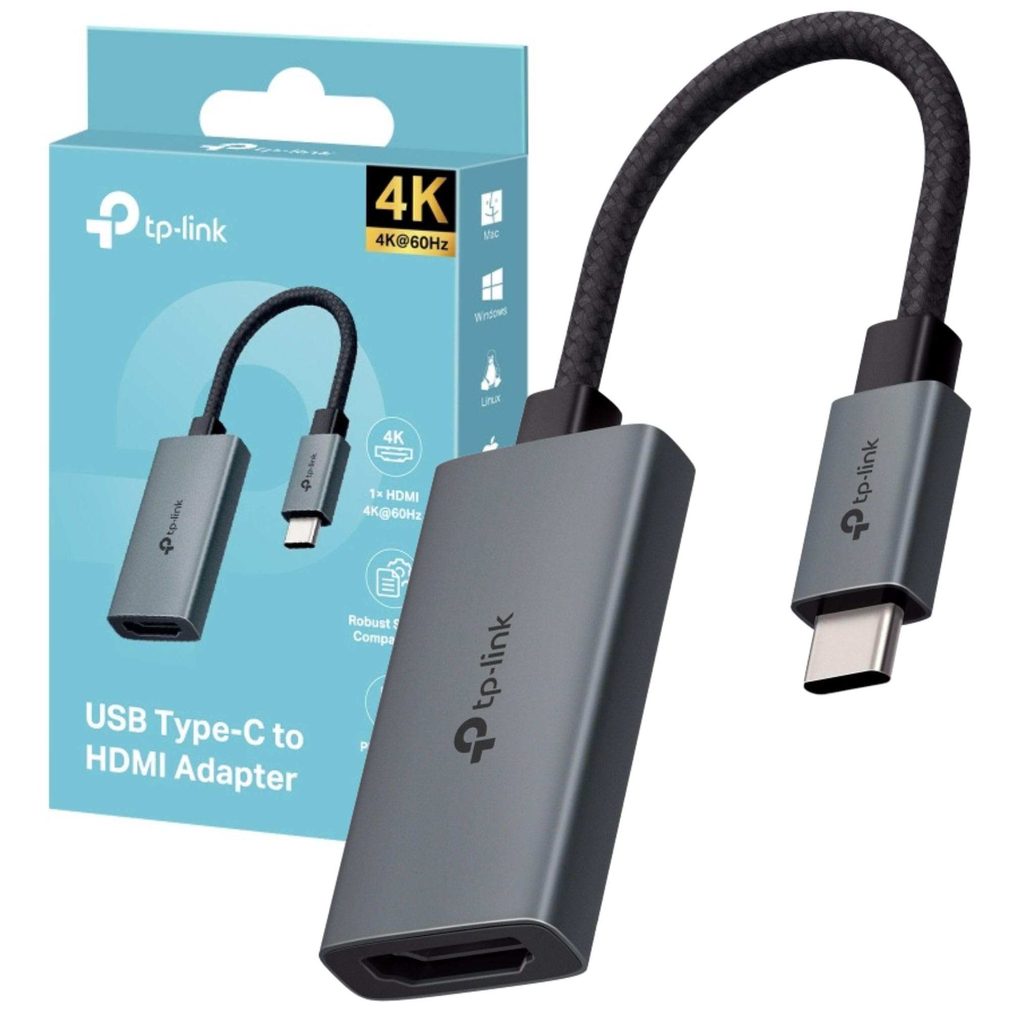 TP-LINK USB Type-C to HDMI Adapter, 4K 60Hz Ultra HD on A Larger Screen HDMI to USB C, Plug and Play, Lightweight and Compact, Universal Compatibility, Scratch Resistant, Durable Design, (UA520C