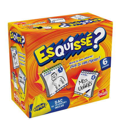 Schets 6 spelers – praktisch reisformaat – bordspel tekenen vanaf 8 jaar – laat je tekening raden aan je buurman – alles inbegrepen om te tekenen + draagtas – 4 tot 6 spelers – 20 minuten