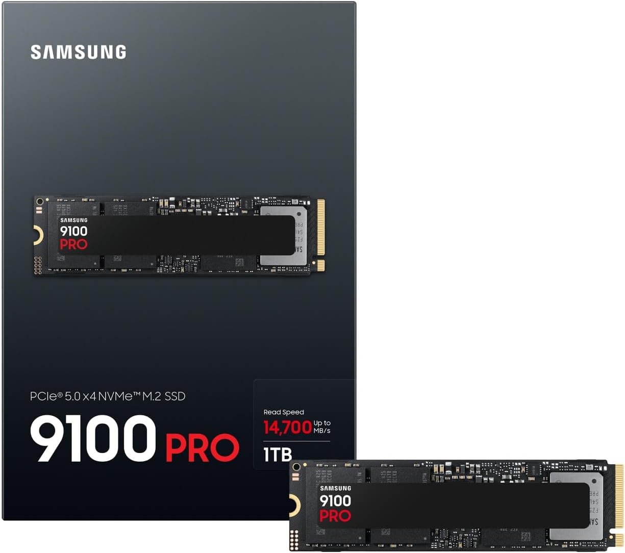 Samsung Memory MZ-VAP1T0BW 9100 PRO 1TB Internal SSD, PCIe 5.0 x4, NVMe 2.0, SSD Designed for Pros & Gamers, Compatible with PC & Laptops, 5 Year Limited Warranty (UK Version)