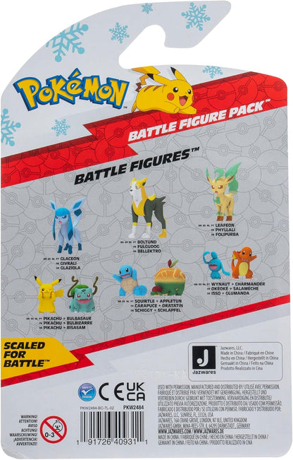 Pokémon PKW2484 - Winter Battle Figure Pack - Pikachu & Bisasam, Official Figures, 5 cm Each