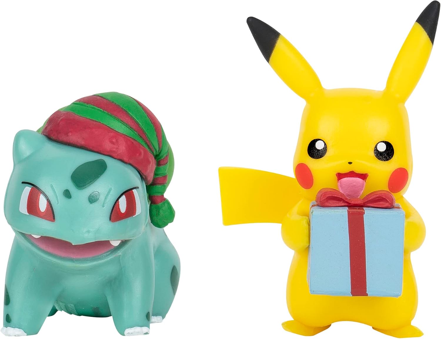Pokémon PKW2484 - Winter Battle Figure Pack - Pikachu & Bisasam, Official Figures, 5 cm Each
