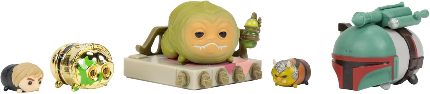 Disney Tsum Tsum Star Wars Jabba’s Palace Deluxe Theme Set, Figures Stand 7 cm Tall & Stackable, Includes Luke, Gamorrean Guard, Han Solo, C-3PO, & More, for Kids Ages 6+