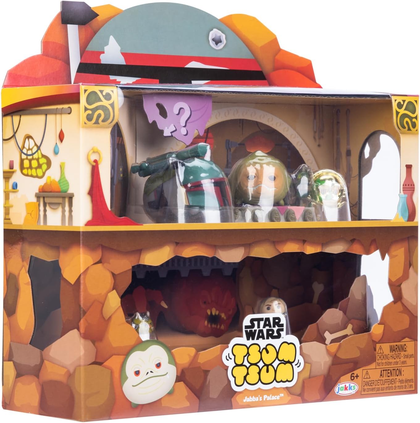 Disney Tsum Tsum Star Wars Jabba’s Palace Deluxe Theme Set, Figures Stand 7 cm Tall & Stackable, Includes Luke, Gamorrean Guard, Han Solo, C-3PO, & More, for Kids Ages 6+