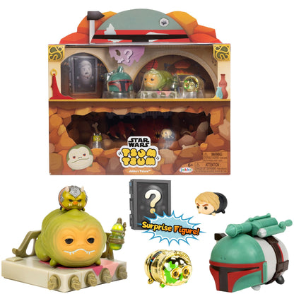 Disney Tsum Tsum Star Wars Jabba’s Palace Deluxe Theme Set, Figures Stand 7 cm Tall & Stackable, Includes Luke, Gamorrean Guard, Han Solo, C-3PO, & More, for Kids Ages 6+