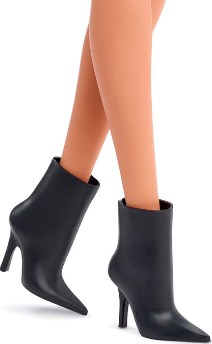 Barbie Mattel Basics Model 01 Collector Doll with Brunette Hair, Black Mini Dress & Shoes, Universal-fit Fashions, Posable Body & Swappable Doll Head, JBH72