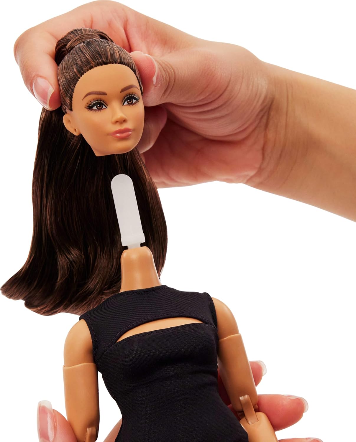 Barbie Mattel Basics Model 05 Collector Doll with Brunette Hair, Black Mini Dress & Heels, Universal-fit Fashions, Posable Curvy Body & Swappable Doll Head, JBH73
