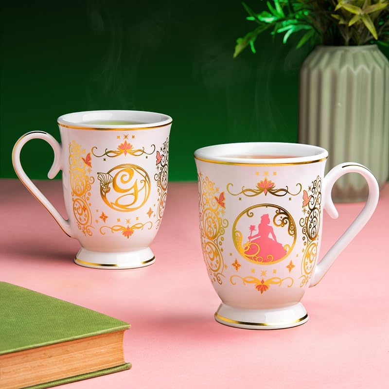 Wicked Movie Glinda Mug - Officially Licensed Gift Fans, Pink & Gold Ceramic Cup with G Monogram, Stylish Tea & Coffee Drinkware, 250ml (8.4fl oz) | Paladone