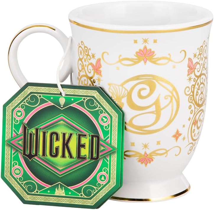 Wicked Movie Glinda Mug - Officially Licensed Gift Fans, Pink & Gold Ceramic Cup with G Monogram, Stylish Tea & Coffee Drinkware, 250ml (8.4fl oz) | Paladone
