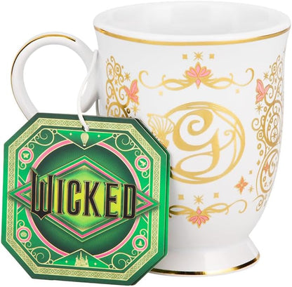 Wicked Movie Glinda Mug - Officially Licensed Gift Fans, Pink & Gold Ceramic Cup with G Monogram, Stylish Tea & Coffee Drinkware, 250ml (8.4fl oz) | Paladone