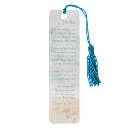 Footprints in the sand bookmark with tassel