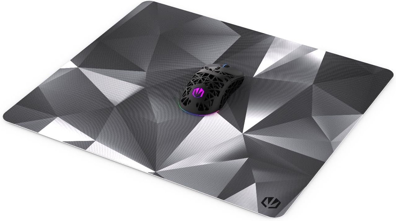 ENDORFY Crystal Black L Tapis de Souris 450x400 mm L, Guide de Souris Lisse, Bord imprimé, Base en Caoutchouc antidérapant, Design élégant