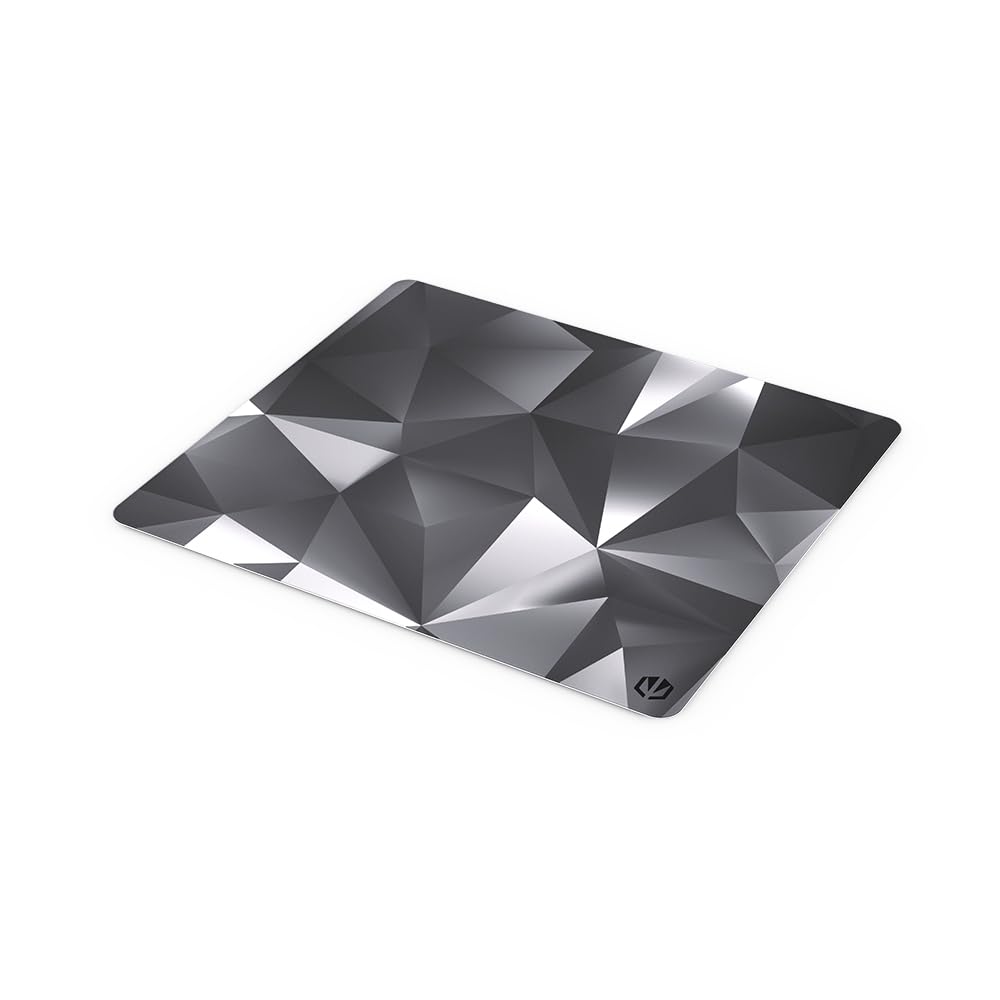 ENDORFY Crystal Black L Tapis de Souris 450x400 mm L, Guide de Souris Lisse, Bord imprimé, Base en Caoutchouc antidérapant, Design élégant