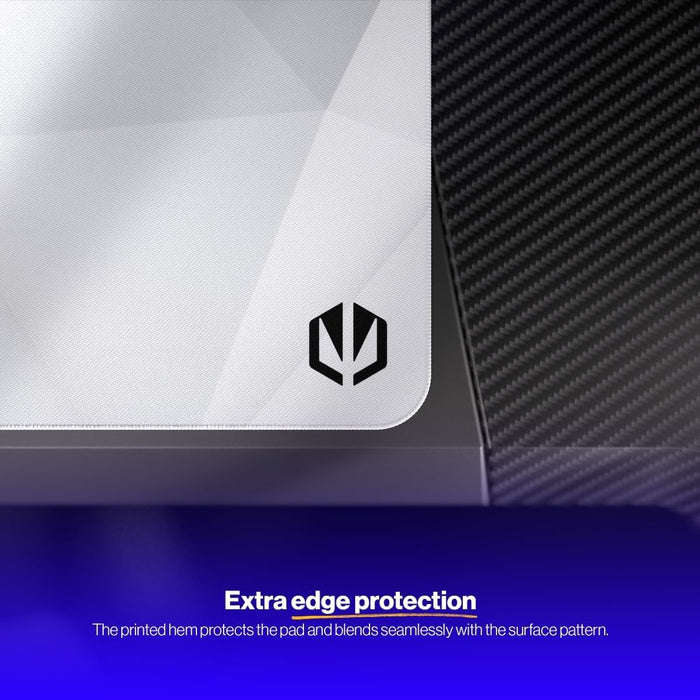 ENDORFY Alfombrilla para ratón Crystal Onyx White L, 450 x 400 mm L, guía para ratón Lisa, Borde Impreso, Base de Goma Antideslizante, diseño Elegante