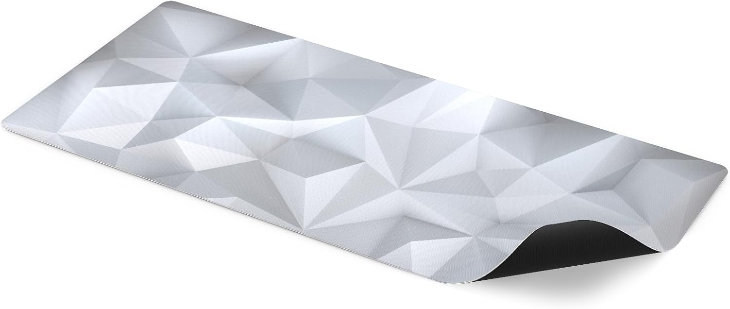 ENDORFY Crystal Onyx White XL, 900 x 400 mm XXL Mouse Mat, Smooth Mouse, Printed Hem, Non-Slip Rubber Base, Stylish Design