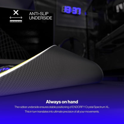 ENDORFY Crystal Spectrum XL XXL 900x400mm Mouse Pad, Smooth Mouse Guide, Printed Edge, Non-Slip Rubber Base, Elegant Design