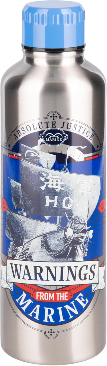 Paladone One Piece Marines Stainless Steel Water Bottle with Screw-Top Lid 500 ml, Officially Licensed for Anime Fans, Pop Culture Merchandise