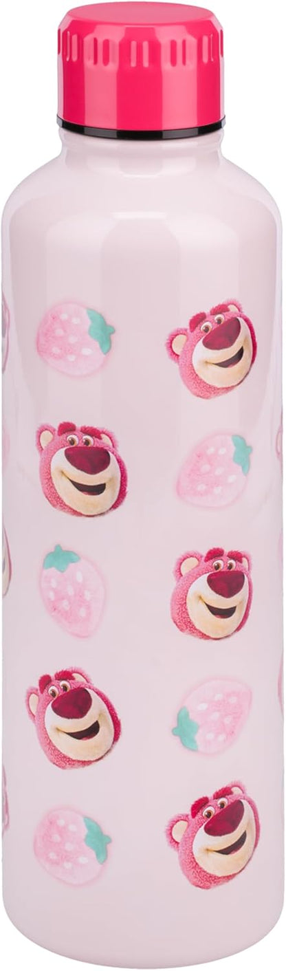 Paladone Lotso Pink Metal Water Bottle with Screw-Top Lid Reusable Stainless Steel 500ml, Officially Licensed Disney Pixar Toy Story Merchandise for Kids, Teens, Adults, School, Work